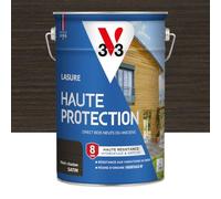 V33 Lasure Bois extérieur Noir charbon satin - Haute Protection 8 ans - Haute résistance hydrofuge et anti-UV - Résiste aux variations du bois - Ecolabel, résine d'origine végétale - 5L