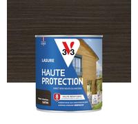 V33 Lasure Bois extérieur Noir charbon satin - Haute Protection 8 ans - Haute résistance hydrofuge et anti-UV - Résiste aux variations du bois - Ecolabel, résine d'origine végétale - 0,75L