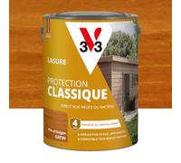 V33 Lasure Bois extérieur Pin d'Orégon - Protection Classique 4 ans - Protège du grisaillement - Direct bois neufs ou anciens - Texture anti-goutte - 5L