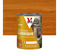 V33 Lasure Bois extérieur Pin d'Orégon - Protection Classique 4 ans - Protège du grisaillement - Direct bois neufs ou anciens - Texture anti-goutte - 0,75L