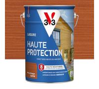 V33 Lasure Bois extérieur Pin d'orégon satin - Haute Protection 8 ans - Haute résistance hydrofuge et anti-UV - Résiste aux variations du bois - Ecolabel, résine d'origine végétale - 5L