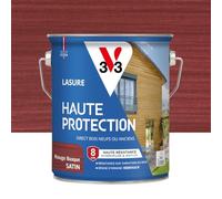 V33 Lasure Bois extérieur Rouge basque satin - Haute Protection 8 ans - Haute résistance hydrofuge et anti-UV - Résiste aux variations du bois - Ecolabel, résine d'origine végétale - 2,5L