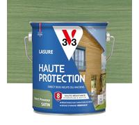 V33 Lasure Bois extérieur Vert provence satin - Haute Protection 8 ans - Haute résistance hydrofuge et anti-UV - Résiste aux variations du bois - Ecolabel, résine d'origine végétale - 2,5L