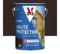 V33 Lasure Bois extérieur Wengé satin - Haute Protection 8 ans - Haute résistance hydrofuge et anti-UV - Résiste aux variations du bois - Ecolabel, résine d'origine végétale - 5L