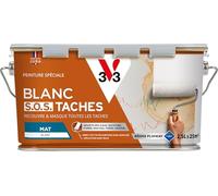 V33 Peinture blanche mur et plafond mat, FOND ANCIENS TACHES & SALIS, idéal rénovation, 2,5L