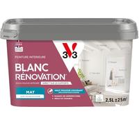 V33 Peinture blanche mur et plafond mat - multi-supports - monocouche - BLANC RENOVATION®, 2,5L