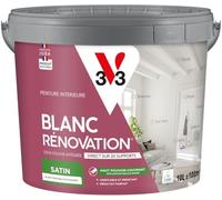 V33 Peinture blanche mur et plafond satinée - multi-supports - monocouche - BLANC RENOVATION®, 10L
