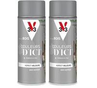V33 Peinture Bois Couleurs d'ICI aérosol - Gris soyeux - 400ml (Lot de 2)