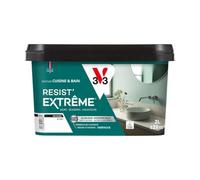 V33 Peinture Cuisine & Bain Résist' Extrême Blanc Velours 2L | Murs, Boiseries, Radiateurs - Anti-taches - Ultra lessivable - Préserve de l'humidité - Résine d'origine végétale