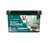 V33 Peinture Cuisine & Bain Résist' Extrême Bleu Denim Velours 2L | Murs, Boiseries, Radiateurs - Anti-taches - Ultra lessivable - Préserve de l'humidité - Résine d'origine végétale