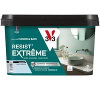 V33 Peinture Cuisine & Bain Résist' Extrême Bleu Horizon Velours 2L | Murs, Boiseries, Radiateurs - Anti-taches - Ultra lessivable - Préserve de l'humidité - Résine d'origine végétale