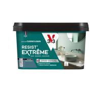 V33 Peinture Cuisine & Bain Résist' Extrême Bleu Pétrole Velours 2L | Murs, Boiseries, Radiateurs - Anti-taches - Ultra lessivable - Préserve de l'humidité - Résine d'origine végétale
