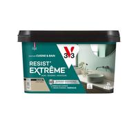 V33 Peinture Cuisine & Bain Résist' Extrême Café Crème Velours 2L | Murs, Boiseries, Radiateurs - Anti-taches - Ultra lessivable - Préserve de l'humidité - Résine d'origine végétale