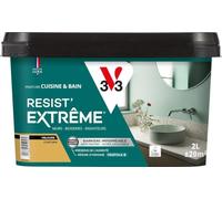 V33 Peinture Cuisine & Bain Résist' Extrême Curcuma Velours 2L | Murs, Boiseries, Radiateurs - Anti-taches - Ultra lessivable - Préserve de l'humidité - Résine d'origine végétale