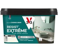V33 Peinture Cuisine & Bain Résist' Extrême Lin Clair Velours 2L | Murs, Boiseries, Radiateurs - Anti-taches - Ultra lessivable - Préserve de l'humidité - Résine d'origine végétale