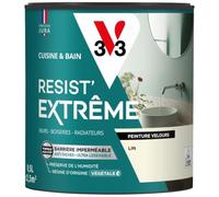 V33 Peinture Cuisine & Bain Résist' Extrême Lin Velours 0,5L | Murs, Boiseries, Radiateurs - Anti-taches - Ultra lessivable - Préserve de l'humidité - Résine d'origine végétale