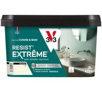 V33 Peinture Cuisine & Bain Résist' Extrême Lin Velours 2L | Murs, Boiseries, Radiateurs - Anti-taches - Ultra lessivable - Préserve de l'humidité - Résine d'origine végétale