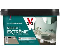 V33 Peinture Cuisine & Bain Résist' Extrême Moka Velours 2L | Murs, Boiseries, Radiateurs - Anti-taches - Ultra lessivable - Préserve de l'humidité - Résine d'origine végétale
