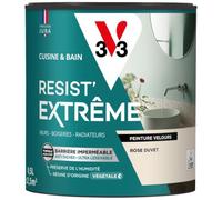 V33 Peinture Cuisine & Bain Résist' Extrême Rose Duvet Velours 0,5L | Murs, Boiseries, Radiateurs - Anti-taches - Ultra lessivable - Préserve de l'humidité - Résine d'origine végétale