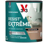 V33 Peinture Cuisine & Bain Résist' Extrême Terracotta Ombré Velours 0,5L | Murs, Boiseries, Radiateurs - Anti-taches - Ultra lessivable - Préserve de l'humidité - Résine d'origine végétale