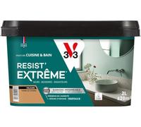 V33 Peinture Cuisine & Bain Résist' Extrême Terre de Sienne Velours 2L | Murs, Boiseries, Radiateurs - Anti-taches - Ultra lessivable - Préserve de l'humidité - Résine d'origine végétale