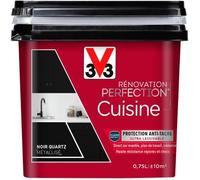 V33 Peinture de rénovation cuisine,Rénovation perfection Noir quartz Métallisé 750ml