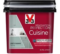 V33 Peinture de rénovation cuisine,Rénovation perfection Vert d'Agave satin 750ml