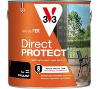 V33 Peinture fer Direct Protect - Noir RAL 9005 Brillant - 2L