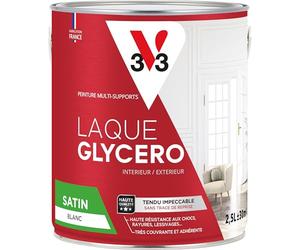 V33 Peinture glycéro blanche multi-supports satinée, BLANC GLYCERO 2,5L