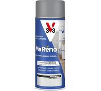 V33 Peinture Intérieure Ma Réno - Aérosol - Gris Porcelaine Satin 400ml | Multi-Supports - Rénovation - Sous-Couche intégrée - Résistant et Lessivable - Couvrant
