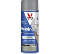 V33 Peinture Intérieure Ma Réno - Aérosol - Vert Kaki Satin 400ml | Multi-Supports - Rénovation - Sous-Couche intégrée - Résistant et Lessivable - Couvrant