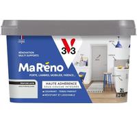 V33 Peinture Intérieure Multi-Supports Ma Réno Gris Porcelaine Satin 2L | Multi-Supports - Rénovation - Sous-Couche intégrée - Résistant et Lessivable - Couvrant