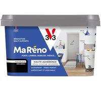 V33 Peinture Intérieure Multi-Supports Ma Réno Noir Absolu Satin 2L | Multi-Supports - Rénovation - Sous-Couche intégrée - Résistant et Lessivable - Couvrant