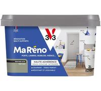 V33 Peinture Intérieure Multi-Supports Ma Réno Vert Kaki Satin 2L | Multi-Supports - Rénovation - Sous-Couche intégrée - Résistant et Lessivable - Couvrant