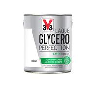 V33 Peinture Laque Glycéro Satin Blanc 2L | Tendu impeccable, Adhérence directe, Multi-supports, Intérieur-Extérieur, Haute résistance taches et chocs