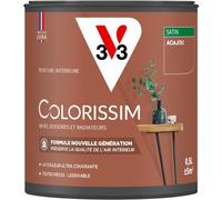 V33 Peinture multi-supports Colorissim® Acajou satin 0,5L | Peinture Murs Boiseries Radiateurs, Ultra-couvrant, Toutes pièces, Lessivale, Qualité de l'air intérieur, Couleurs intenses
