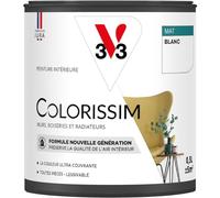 V33 Peinture multi-supports Colorissim® Blanc Mat 0,5L | Peinture Murs Boiseries Radiateurs, Ultra-couvrant, Toutes pièces, Lessivale, Qualité de l'air intérieur