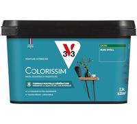 V33 Peinture multi-supports Colorissim® Bleu atoll satin 2,5L | Peinture Murs Boiseries Radiateurs, Ultra-couvrant, Toutes pièces, Lessivale, Qualité de l'air intérieur, Couleurs intenses
