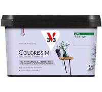 V33 Peinture multi-supports Colorissim® Fleur de lin satin 2,5L | Peinture Murs Boiseries Radiateurs, Ultra-couvrant, Toutes pièces, Lessivale, Qualité de l'air intérieur, Couleurs intenses
