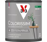 V33 Peinture multi-supports Colorissim® Gris zinc satin 0,5L | Peinture Murs Boiseries Radiateurs, Ultra-couvrant, Toutes pièces, Lessivale, Qualité de l'air intérieur, Couleurs intenses