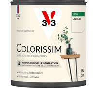 V33 Peinture multi-supports Colorissim® Lin clair satin 0,5L | Peinture Murs Boiseries Radiateurs, Ultra-couvrant, Toutes pièces, Lessivale, Qualité de l'air intérieur, Couleurs intenses