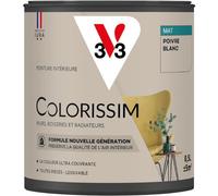 V33 Peinture multi-supports Colorissim® Poivre blanc Mat 0,5L | Peinture Murs Boiseries Radiateurs, Ultra-couvrant, Toutes pièces, Lessivale, Qualité de l'air intérieur