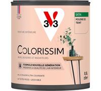 V33 Peinture multi-supports Colorissim® Poudre de teint satin 0,5L | Peinture Murs Boiseries Radiateurs, Ultra-couvrant, Toutes pièces, Lessivale, Qualité de l'air intérieur, Couleurs intenses
