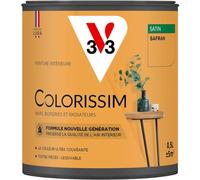 V33 Peinture multi-supports Colorissim® Safran satin 0,5L | Peinture Murs Boiseries Radiateurs, Ultra-couvrant, Toutes pièces, Lessivale, Qualité de l'air intérieur, Couleurs intenses
