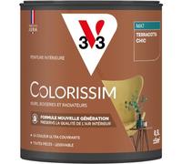V33 Peinture multi-supports Colorissim® Terracotta chic Mat 0,5L | Peinture Murs Boiseries Radiateurs, Ultra-couvrant, Toutes pièces, Lessivale, Qualité de l'air intérieur