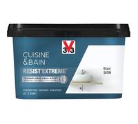 V33 Peinture multi-supports monocouche Cuisine Bain Resist'Extrême Satin,Blanc,2L
