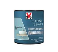 V33 Peinture multi-supports monocouche Cuisine Bain Resist'Extrême Satin,Bleu scandinave,0,5L