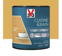 V33 Peinture multi-supports monocouche Cuisine Bain Resist'Extrême Satin,Curcuma,0,5L
