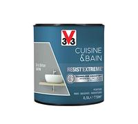 V33 Peinture multi-supports monocouche Cuisine & Bain Resist'Extrême® Satin, Gris Beton, 0,5L