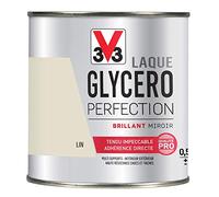 V33 Peinture multi-supports monocouche Laque Glycéro brillant, Lin 0,5L | Tendu impeccable, Adhérence directe, Multi-supports, Intérieur-Extérieur, Haute résistance taches et chocs
